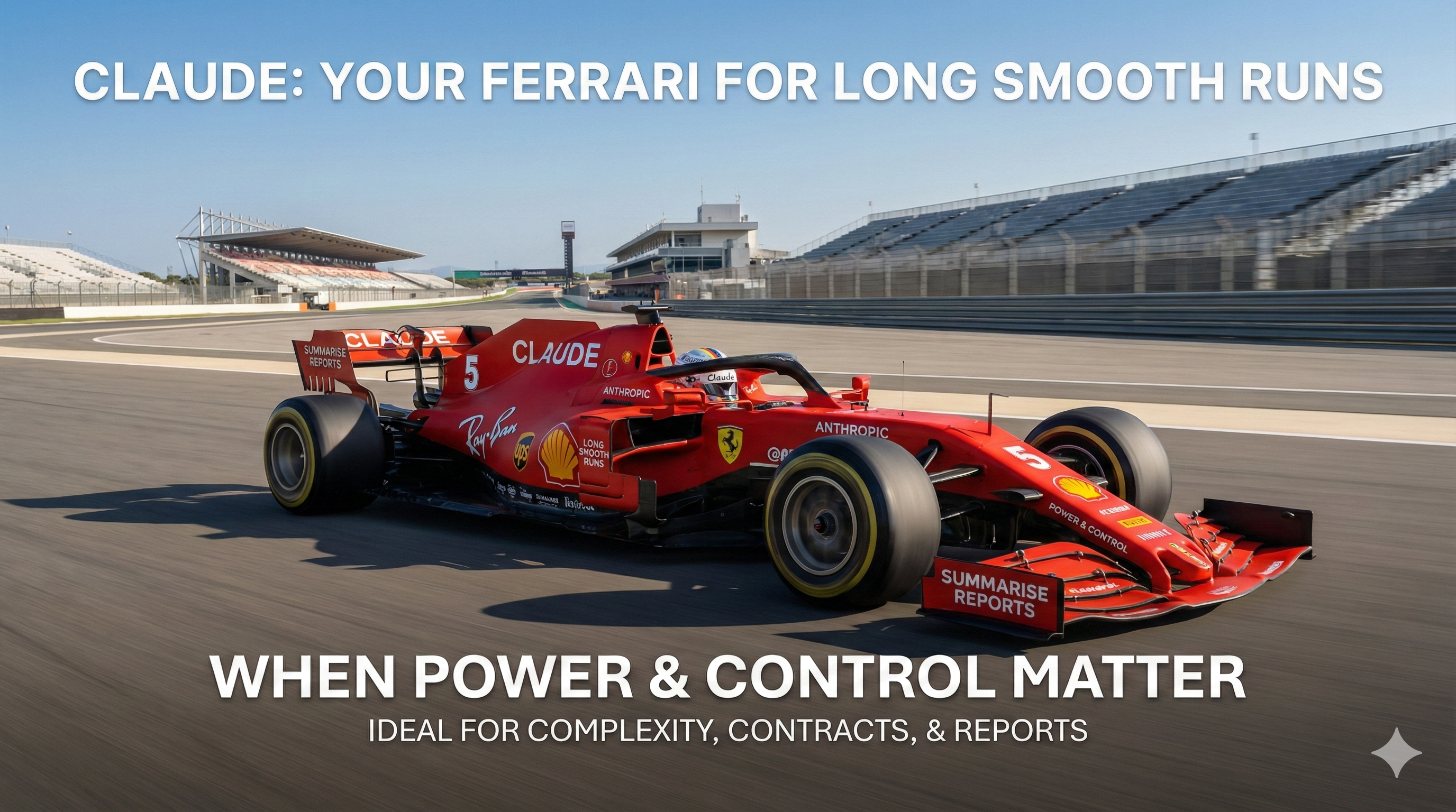 Claude your Ferrari for long smooth runs when power and control matter.